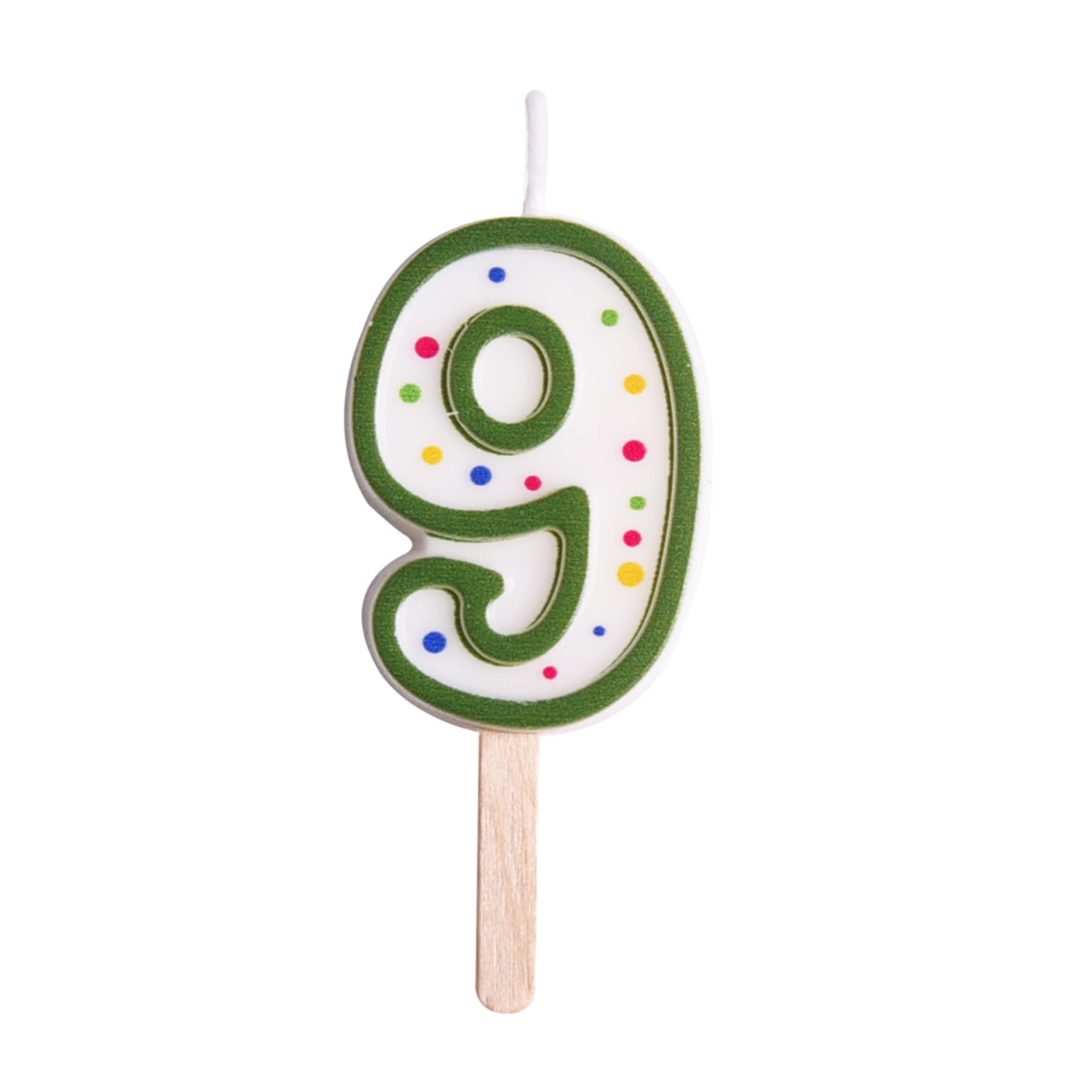 PME CA059 Green Number 9 Candle, Small Size