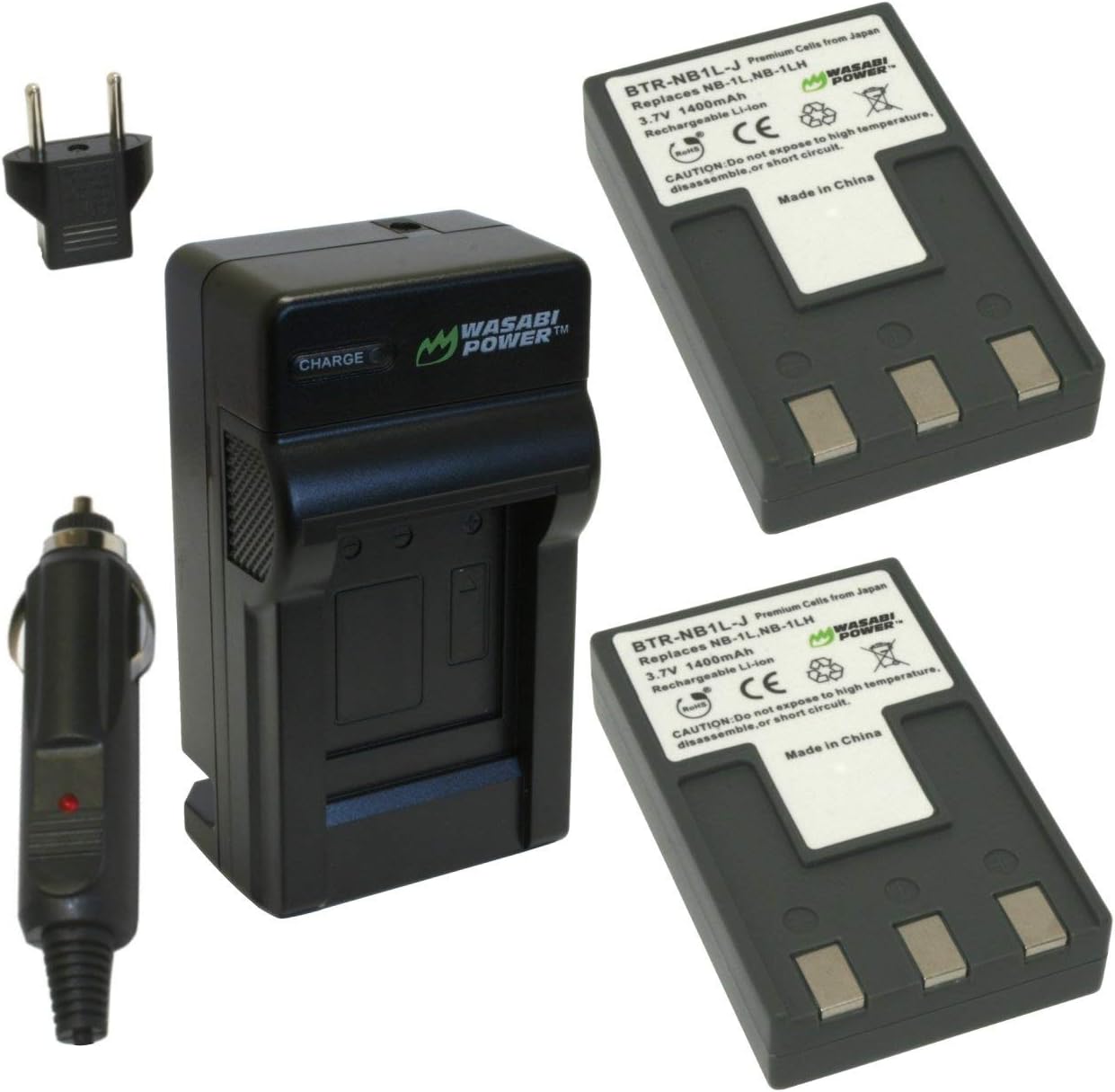 Wasabi Power Battery (2Pack) and Charger for Canon NB1L