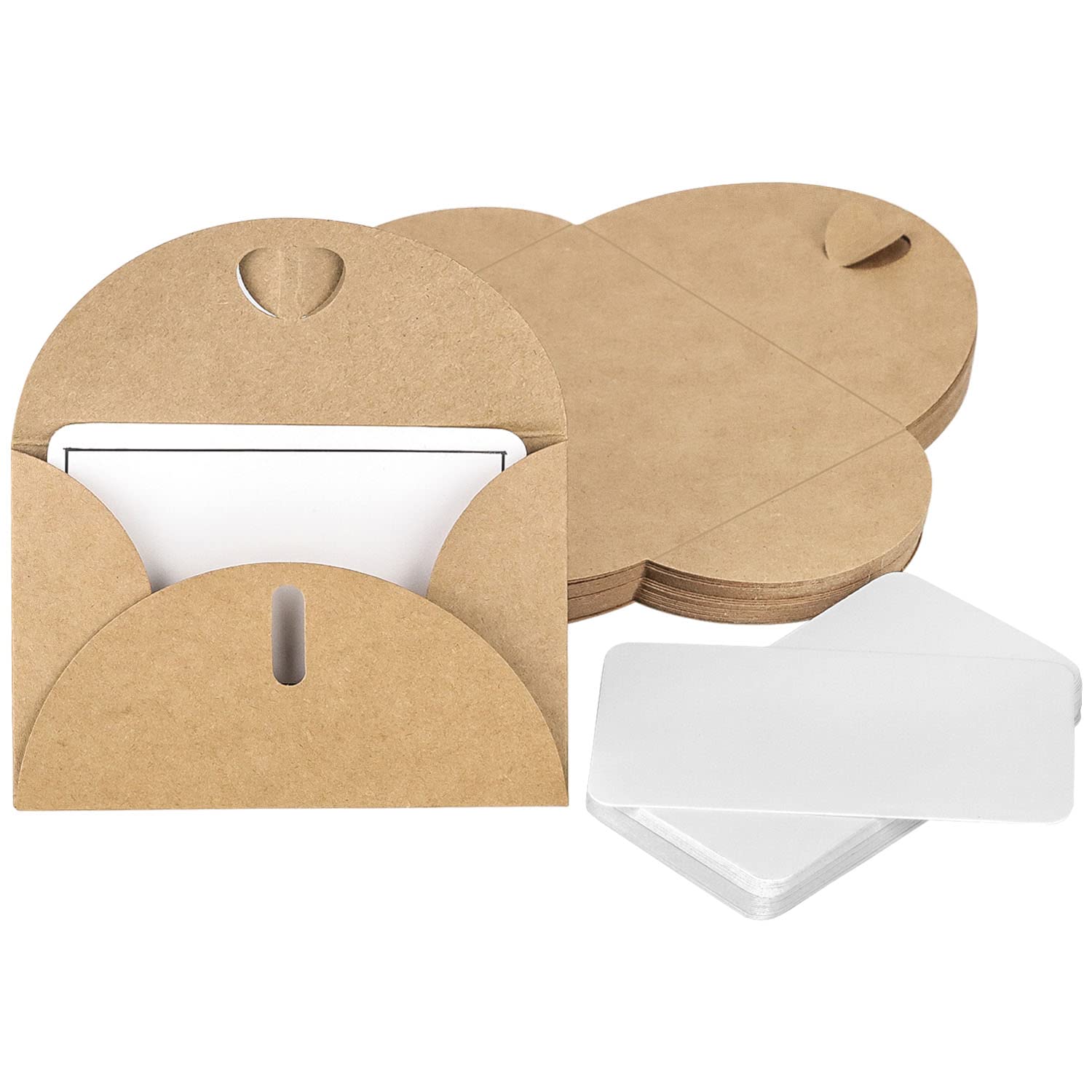 Unvtap Kraft Paper Envelopes, 100 Pieces, Small Envelopes, Kraft Paper Envelope with Blank Card Set, Mini Envelopes with Cards for Gift Cards, DIY Graffiti (50 Envelopes + 50 Blank Card Sets)