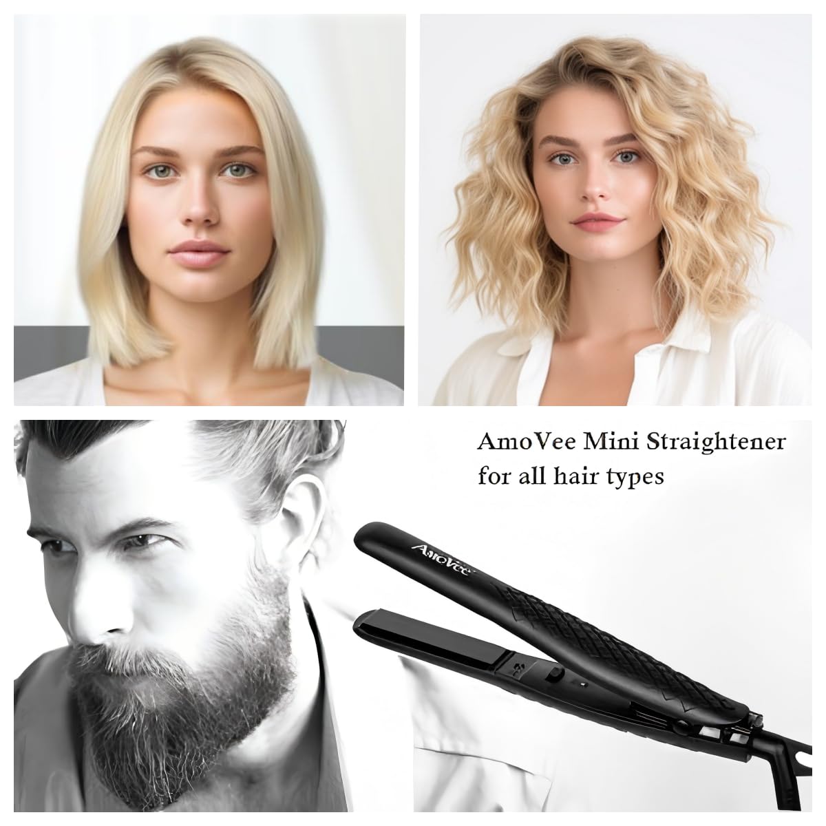 Mini Flat Iron, 0.7 Inch Mini Hair Straightener, Small Flat Iron for Short Hair,Curls Bangs, Dual Voltage Travel Hair Straightener（Black）