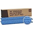 Microfiber Wholesale 18" Absorbent Microfiber Wet Mop Pad - Reusable, Machine Washable, Refills (2 Pack)