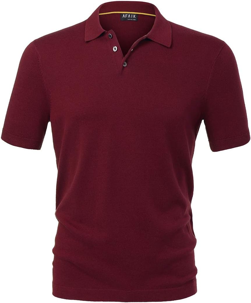 AFAIK As Far As I Know - Men's Polo Shirt Short Sleeve 100% Combed USA Cotton 3 Real Shell Buttons Jersey Stitch Knit