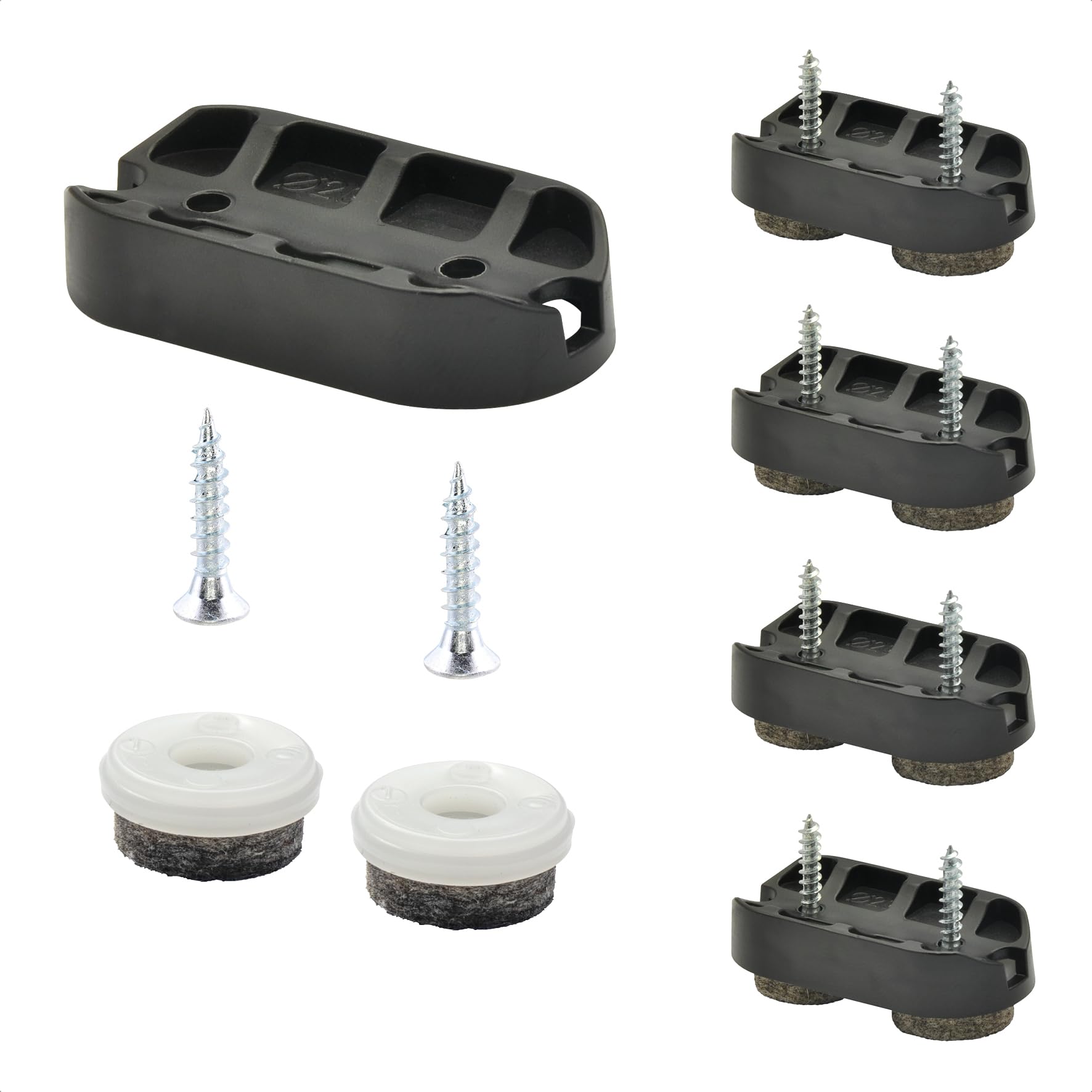 WAGNER QuickClick® Chair glides I 4pcs. set to screw on, for cantilever chairs with round tube I 4x base+8x screw+interchangeable insert - wool felt ULTRASOFT - 42 x 20 mm - Made in Germany- 15831300