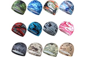 KABAKE 12 Pieces Cooling Skull Caps for Women Men Cycling Running Sports Beanie Hat Helmet Liner Sweat Wicking Cap Head Wraps