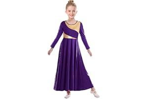 ZYACTU Girls Praise Dance Dress Metallic Block Irregular Liturgical Worship Church Choir Costumes Lyrical Dress
