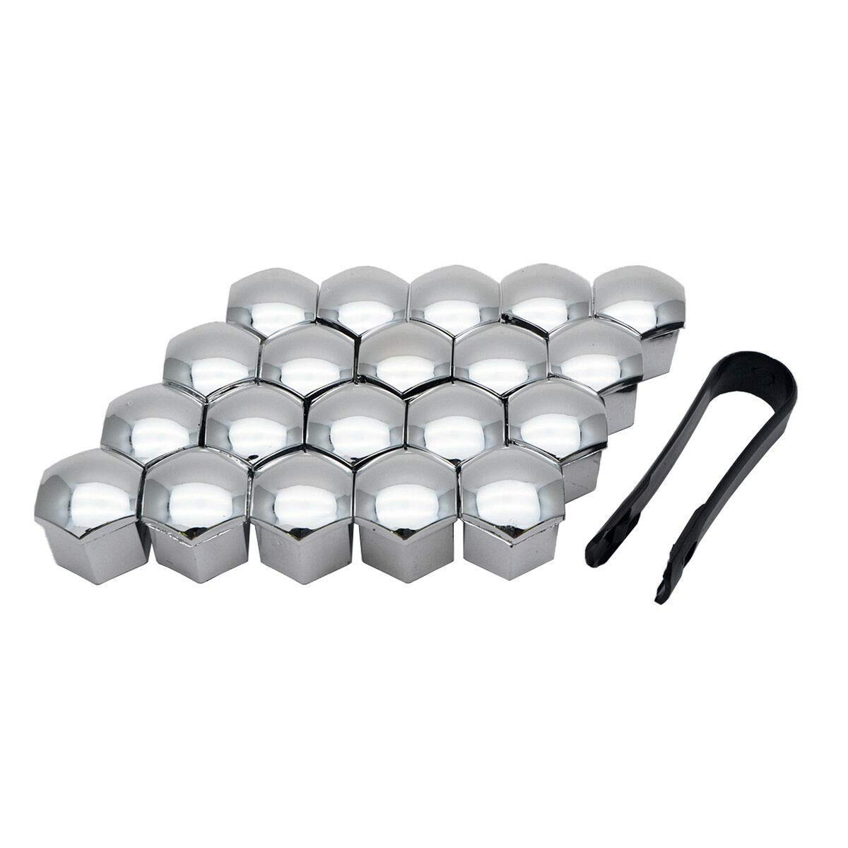 Hexagonal Protection Caps, Riloer 20X 19mm Silver Car Wheel Nut Universal Bolt Cap