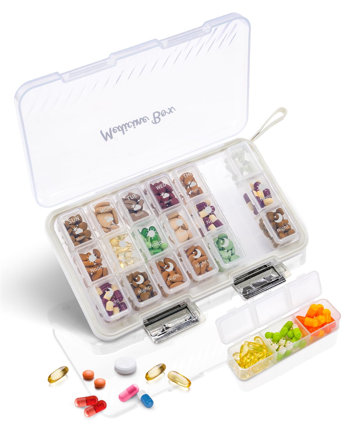 Photo 1 of Pill Organizer 3X a Day, Large 7 Day Pill Organizer 3 Times a Day, Weekly Pill Box, Portable Family/Travel Medicine Case for Vitamins, Fish Oil and Supplements
