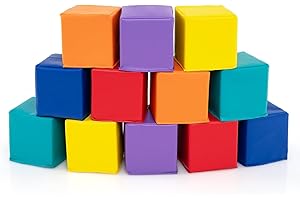 HONEY JOY Foam Blocks, 12 Pcs Soft Building & Stacking Toys for Toddlers, Giant Jumbo Big Foam Cubes, Early Preschool Sensory