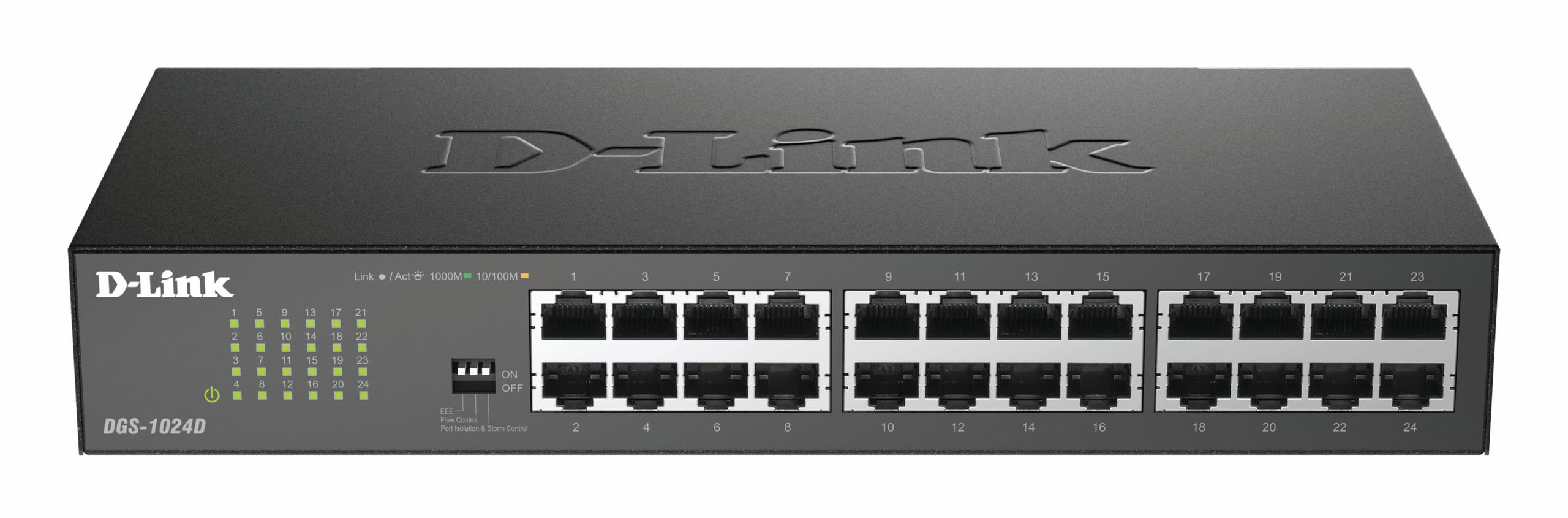 D-Link DGS-1024D Gigabit Ethernet Switch (24 Ports, 10/100/1000 Mbit/s, einfache Plug & Play-Installation, lüfterlos)