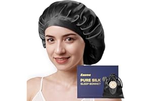 Kaome 100% Mulberry Silk Bonnet for Sleeping Women, 22 Momme Double Layer Silk Hair Wrap, Non-Slip Sleep Cap with Adjustable 