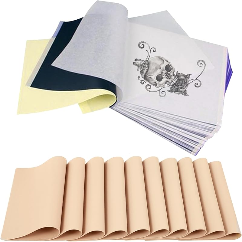 Emalla 30pcs Tattoo Practice Kit 10 Fake Skin 20 Stencil Transfer Paper Training