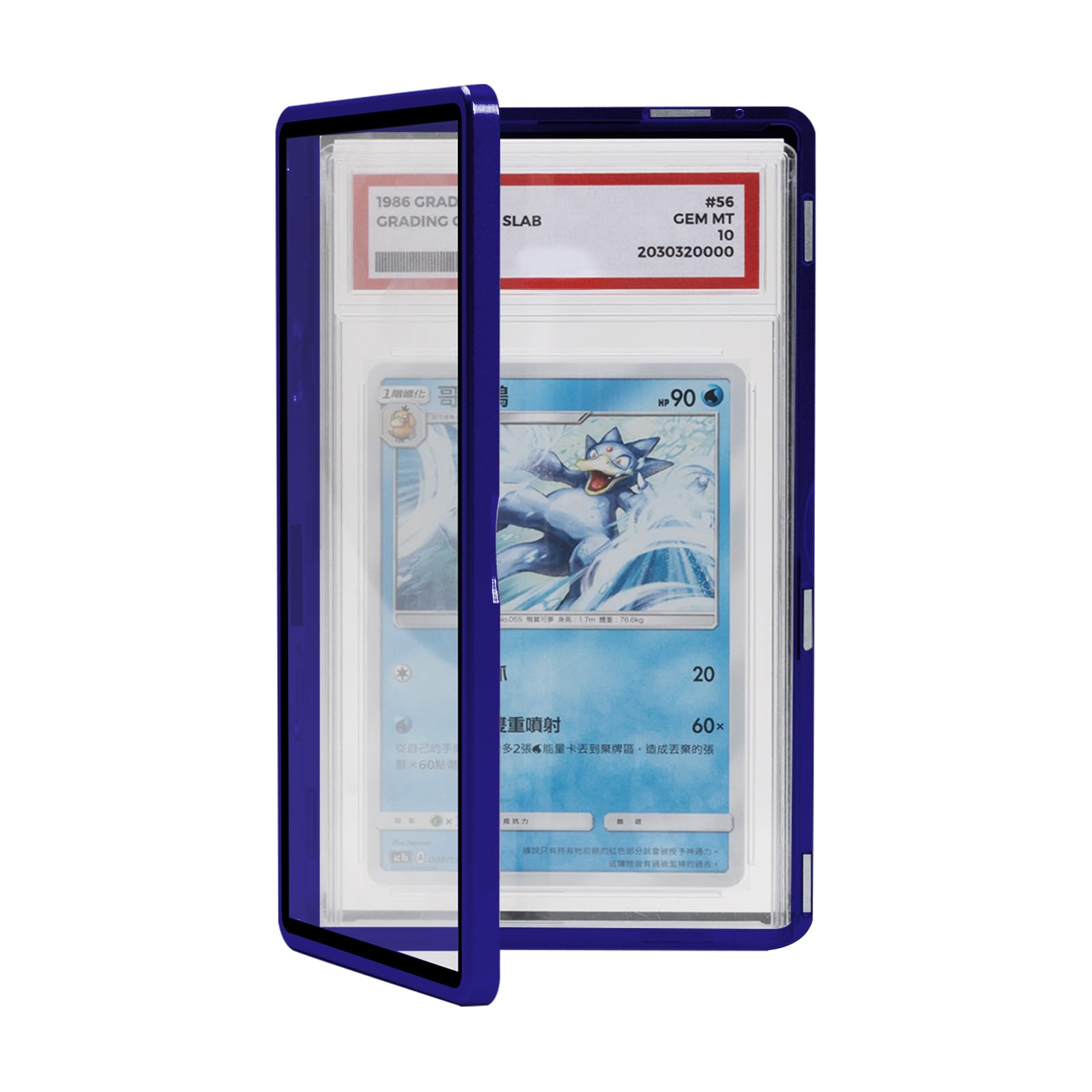 Magenetic Trading Card Slab Protector - Premium Aluminum Graded Card Showcase, Graded Slab Protector with UV-Resistant Tempered Glass, Personalized Slab Bumper for Collectors, Dark Blue