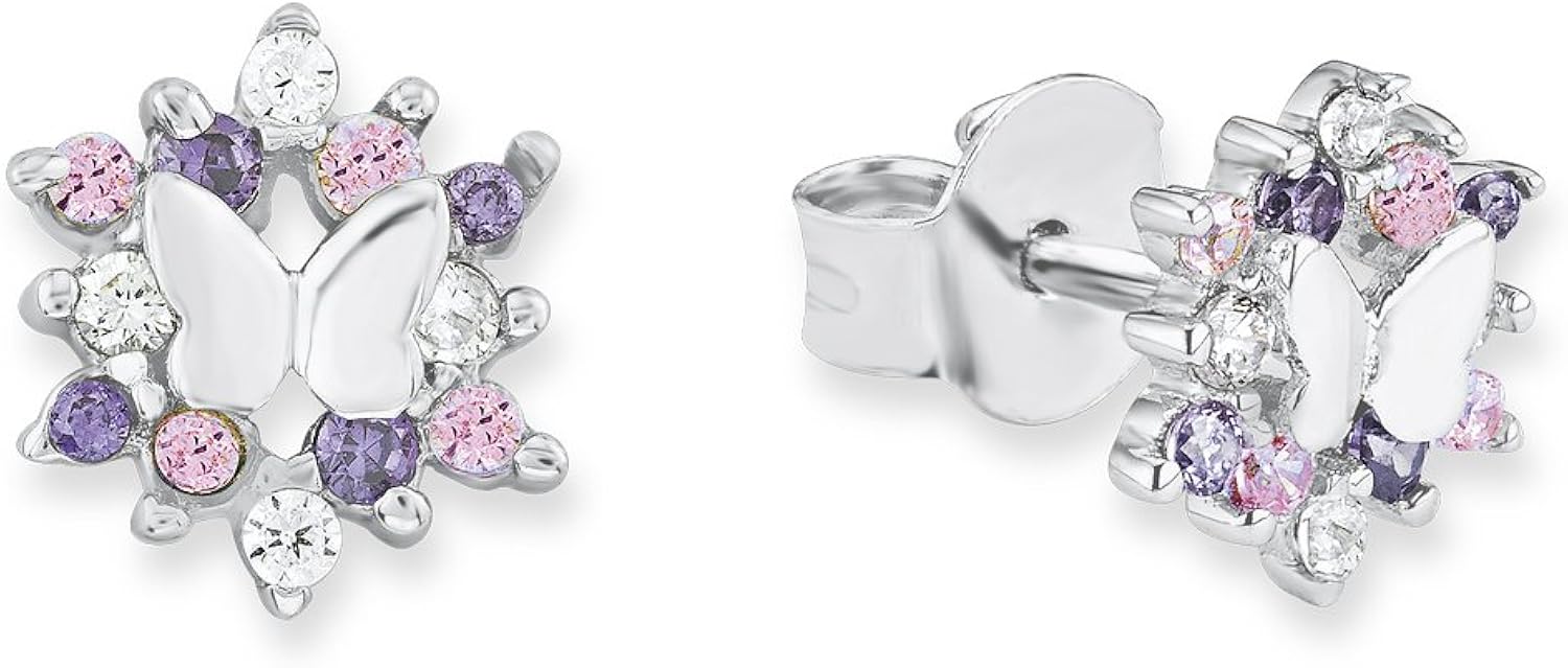 Prinzessin Lillifee stud earrings 925 Sterling silver girls' children's earrings, with zirconia synth., 0.7 cm, silver