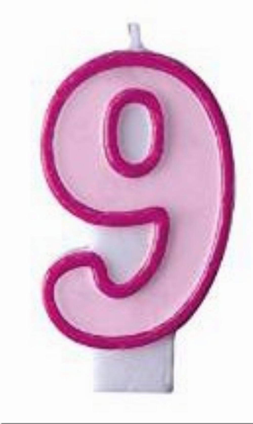 Party Deco Candle Number 9 Pink