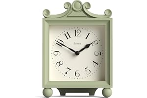 JONES CLOCKS® Parlour Mantel Clock | Classic Carriage Clock | Sage Green | Elegant Square Decorative case, Perfect for Mantel, Shelf, Table or Bedside