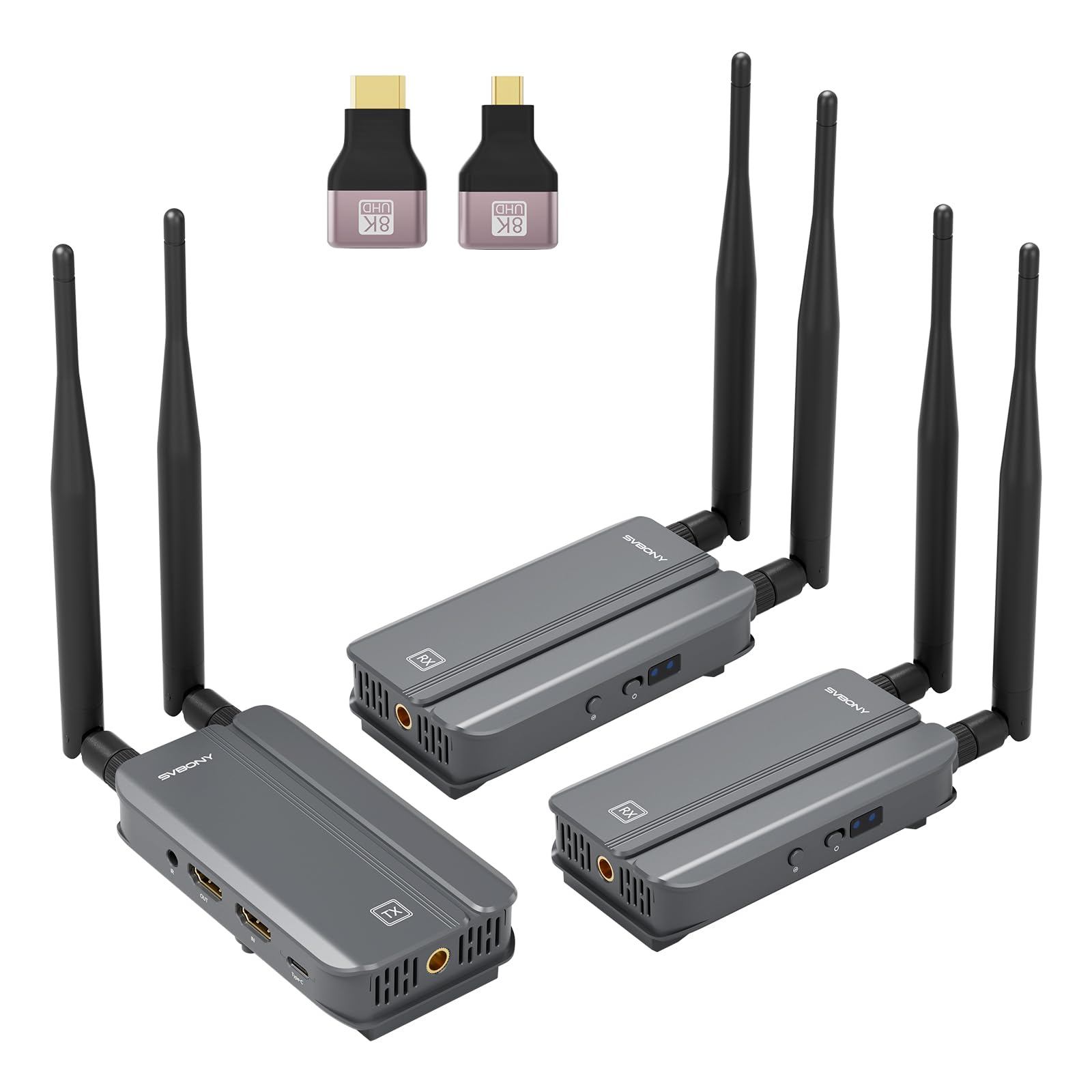 Photo 1 of SVBONY TransAir3 Wireless HDMI Transmitter and 2 Receiver, 328FT Wireless Hdmi Extender, 5G 0.06s Latency, 1080P/60FPS, Support HDMI Loop-Out, IR Remote, APP Control, for Camera Projector Home Office