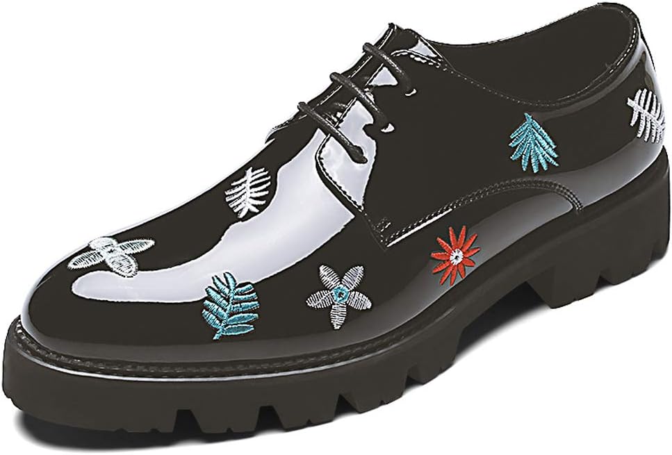 WWJ - personality pattern Derby shoes, bright black, trend (38-44)