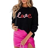 LEMAFER Women 2026 Merry Christmas Round Neck Sequin Letters Sweater Casual Solid Slogan Long Sleeve Pullover Sweatshirt Tops
