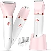 Bikini Trimmer for Women - 3 in 1Electric Razors for Silk Skin, Cordless Pubic Hair Trimmer, Replaceable Lady Shavers Kit, Bikini Shaver for Legs Body Hair, IPX7 Waterproof, White