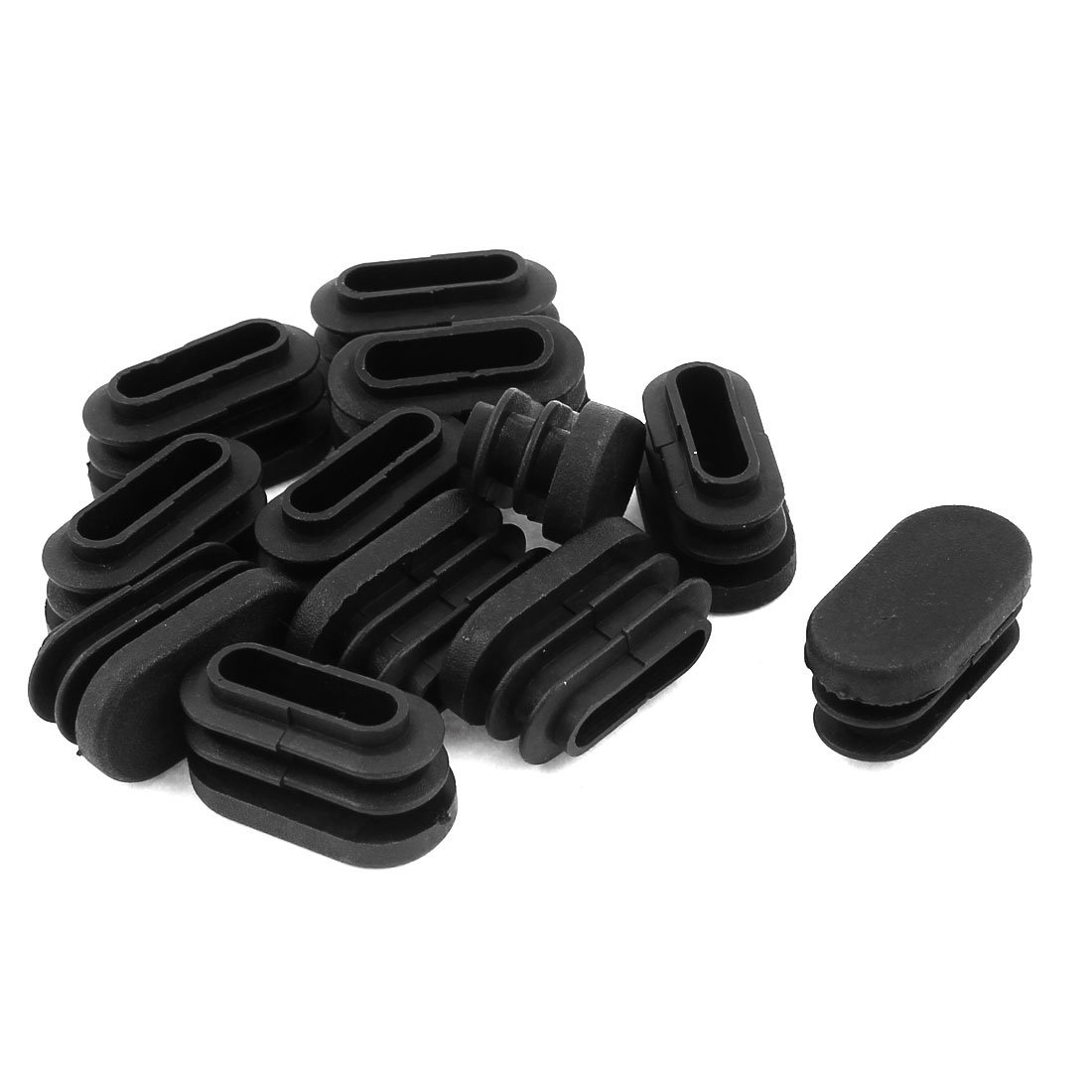 Sourcingmap 15mm X 30mm Plastic Oval Shaped End Cup Tube Insert Black 12 Pcs