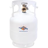 Flame King 5LB (1.25-Gallon Capacity) EMPTY Propane Tank w/Built-in Gauge | OPD Valve, DOT &amp; TC Certified Powder-Coated Steel Tank, Portable &amp; Ideal for Camping, Grills &amp; BBQs, Fishing, Outdoor Cooking