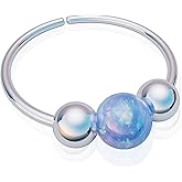 Jolliz Sterling Silver Opal Nose Ring Hoop 20G 8mm – Dainty Light Blue Opal Nostril Piercing for Women & Men – 925 Silver Nose Hoop with Beads – Comfortable Handmade Body Jewelry