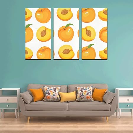 3 Panel Decoración Albaricoque de pared Dibujos animados Fruta Niño