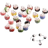 KGCGJVB 20Pcs Ceramic Beads Lucky Cat for Jewelry Making Japanese Porcelain Bead Charms Animal Spacer Beads for DIY Bracelets Necklaces and Creative Craft Accessories
