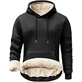 PEHMEA Men's Heavy Pullover Hoodie Sherpa Fleece Lined Thick Winter Hooded Sweatshirt for Outdoor Casual