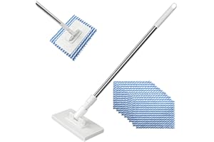 Mini Mop Disposable Small Mop Automatic Gripping,Reusable Clip Mopping Stick Convenient Cloth Changing Mops Tools for Floor W