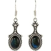 Gemstone Boho Earrings for Women – Natural Gemstone Drop & Dangle Earrings – Handmade Lightweight Jewelry in 925 Silver Plated Finish – Gift for Anniversary, Her or Christmas