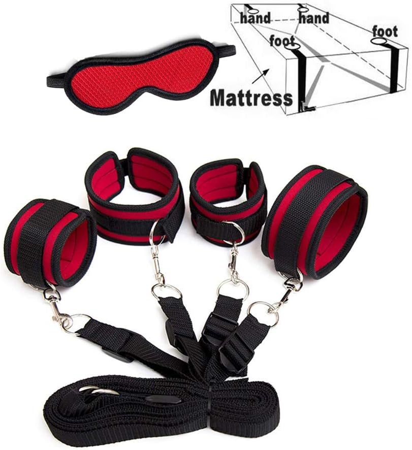 POPBBIE Soft Women's Bed Tied up Straps,Neoprene Padded Gym Set，Red