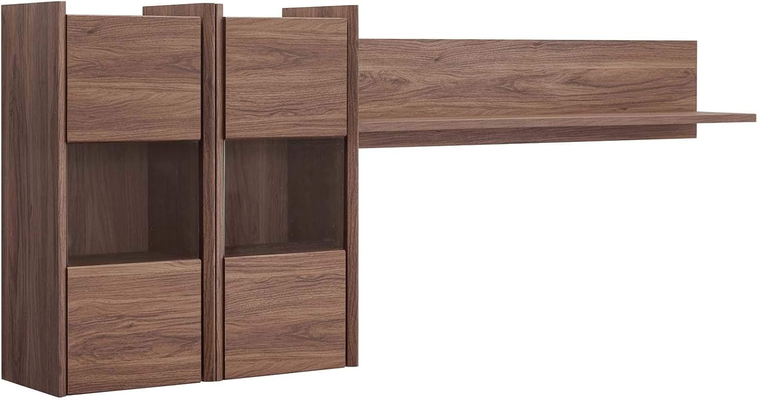 Amazon Com Modway Visionary Wall Mounted Shelves Walnut Furniture Decor