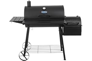 Char-Griller King-Griller Smokin' Ace Charcoal Grill & Offset Smoker, 955 sq.in Cooking Space, Side Fire Box, Dual Damper Con