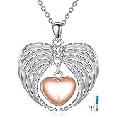 Diamond Heart Urn Necklace for Ashes 925 Sterling Silver Heart Urn Holder Pendant Keepsake Cremation with Funnel Filler Memorial Jewelry Gifts for Human Pet Women Mom Wife Grandma,18+2 inch