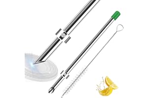 FATYEHX 2Pcs Set:1x Straw Puncher for Plastic Lids Lemonade,1x Ice Tongs,316 Food-Grade Stainless Steel,Hole Puncher for Plastic Lids,for Fresh Squeezed Lemonade Cafe Drinks Lemonade Stand Supplies