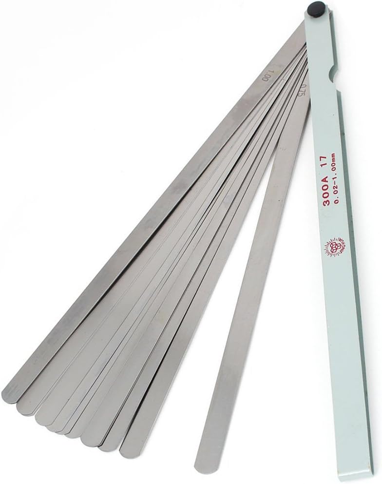 Rannb Metric Feeler Gauge Gap Measurement Tool 300mm/11.8" Long 17 Blades 0.02-1.00mm Thickness