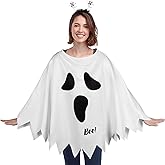 Bigmeta Halloween Poncho for Women-Adult Costume with Witch Hat Headband, Adjustable Size Cape for Dressing up Cosplay Party
