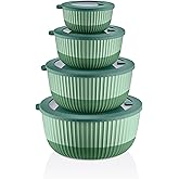 Mixing Bowls with Lids, 8-Piece Airtight Leak-Proof Nesting Plastic Bowl Set for Kitchen & Food Storage, Large 4200ml Capacity, BPA-Free, Microwave & Dishwasher Safe