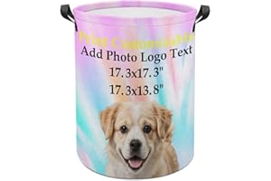 Custom Laundry Basket Laundry Hamper, Personalized Laundry Basket with Photo Logo Text Print Oxford Cloth,Waterproof Collapsi