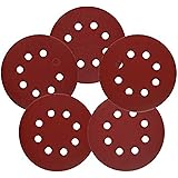 5-Inch 8-Hole Hook and Loop Sanding Discs 100PCS, 120/240/320/600/800 Assorted Grits Sandpaper - Pack of 100
