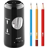 AFMAT PSX6 Electric Pencil Sharpener, Rechargeable Fully Automatic Pencil Sharpener for Jumbo &amp; Colored Pencils (7-11.5mm), Auto in/Out, Hands-Free, Portable for Home/Classroom/Office (Black)