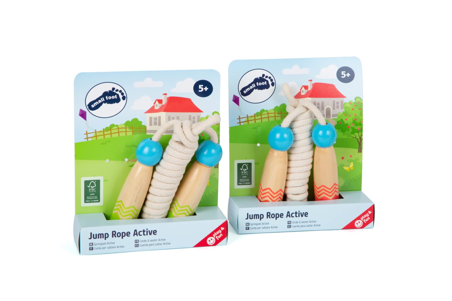 Small Foot 11872 Jump Rope Set Active made of FSC® 100%-certified wood, set of 2 exercise toys for ages 5+ years