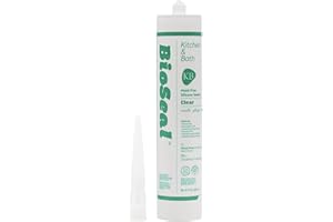 ZERED Clear BioSeal 100% Silicone Sealant Caulk Kitchen and Bath Grade, Waterproof and No Odor No Color Change 10.1 ounce Cartridge, Clear
