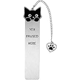 Cat Bookmark, Zinc Alloy Kitten Pet Book Marker for Women Cute Bookmark for Reading Women Bookish Gift for Cat Lovers Funny Animals Book Mark with Heart Pendent for Book Cat Lovers