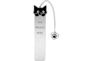 GOSKNOR Cat Bookmark, Zinc Alloy Kitten Pet Book Marker for Women Cute Bookmark for Reading Women Bookish Gift for Cat Lovers Funny Animals Book Mark with Heart Pendent for Book Cat Lovers
