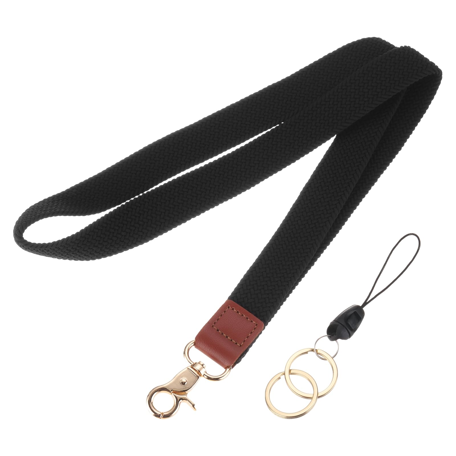 PATIKIL Stretchy Neck Lanyard, Elastic Badge Lanyard with Metal Clasp for Teacher Women Men 1 Set Keychain Long Lanyard for Wallet Keys ID Card, Black