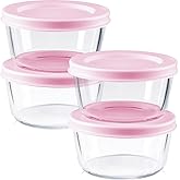 NUTRIUPS 1 Cup Small Glass Container with Lid, 8 oz Pink Food Storage Container for Meal Prep, Leftovers