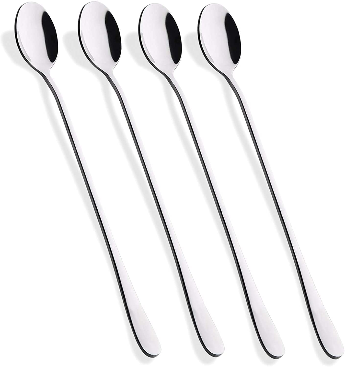 Long Handle Latte Spoons Coffee Dessert & Ice Cream Sundae Premium Quality Stainless Steel by Koksi Long Handled Coffee Spoons (Pack of 4)