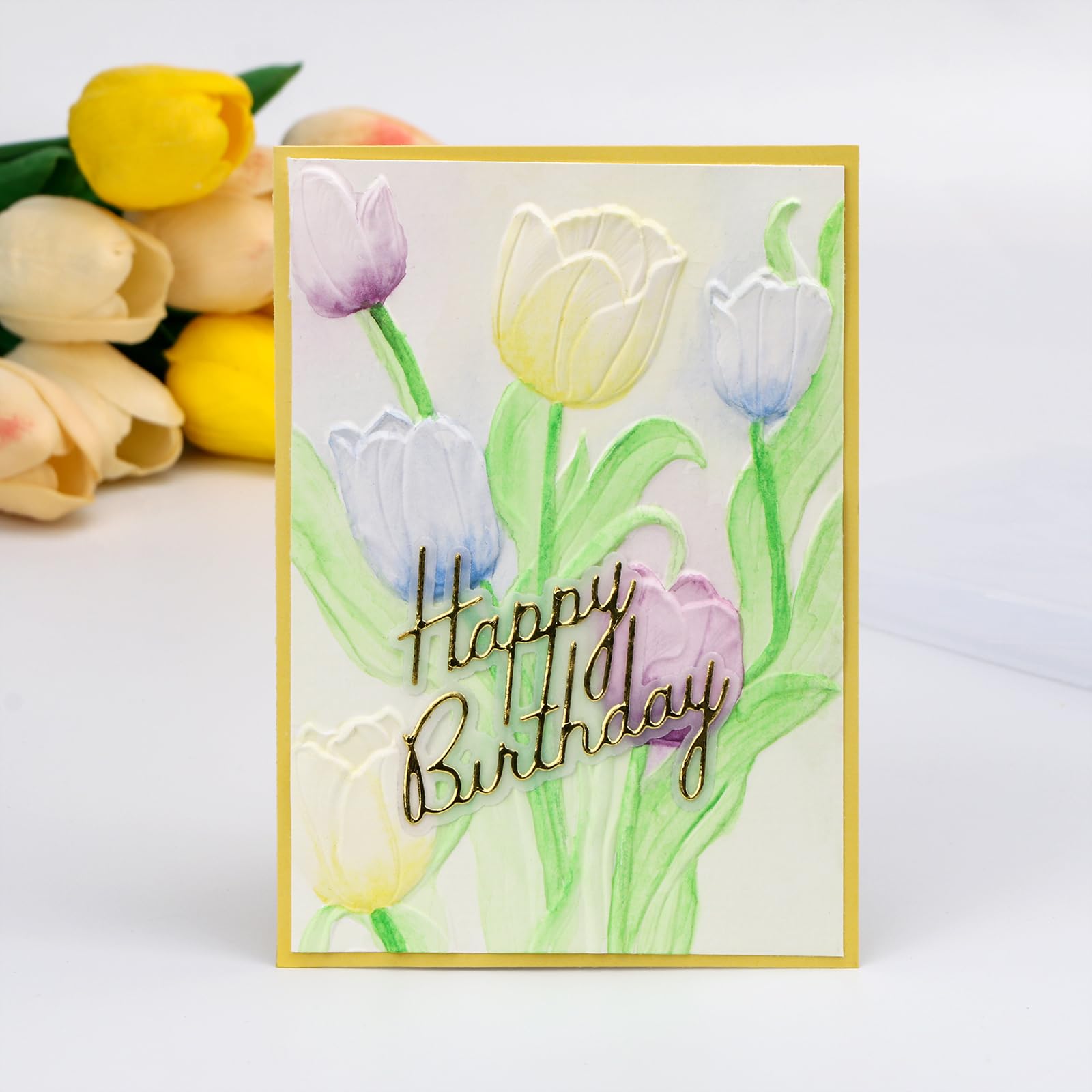 BAOFALI 3D Flowers Theme Plastic Embossing Folders Tulip for DIY Scrapbooking Photo Album Card Paper Craft Decoration for Card Making,Embossing Template Paper Card Embossing Stencil